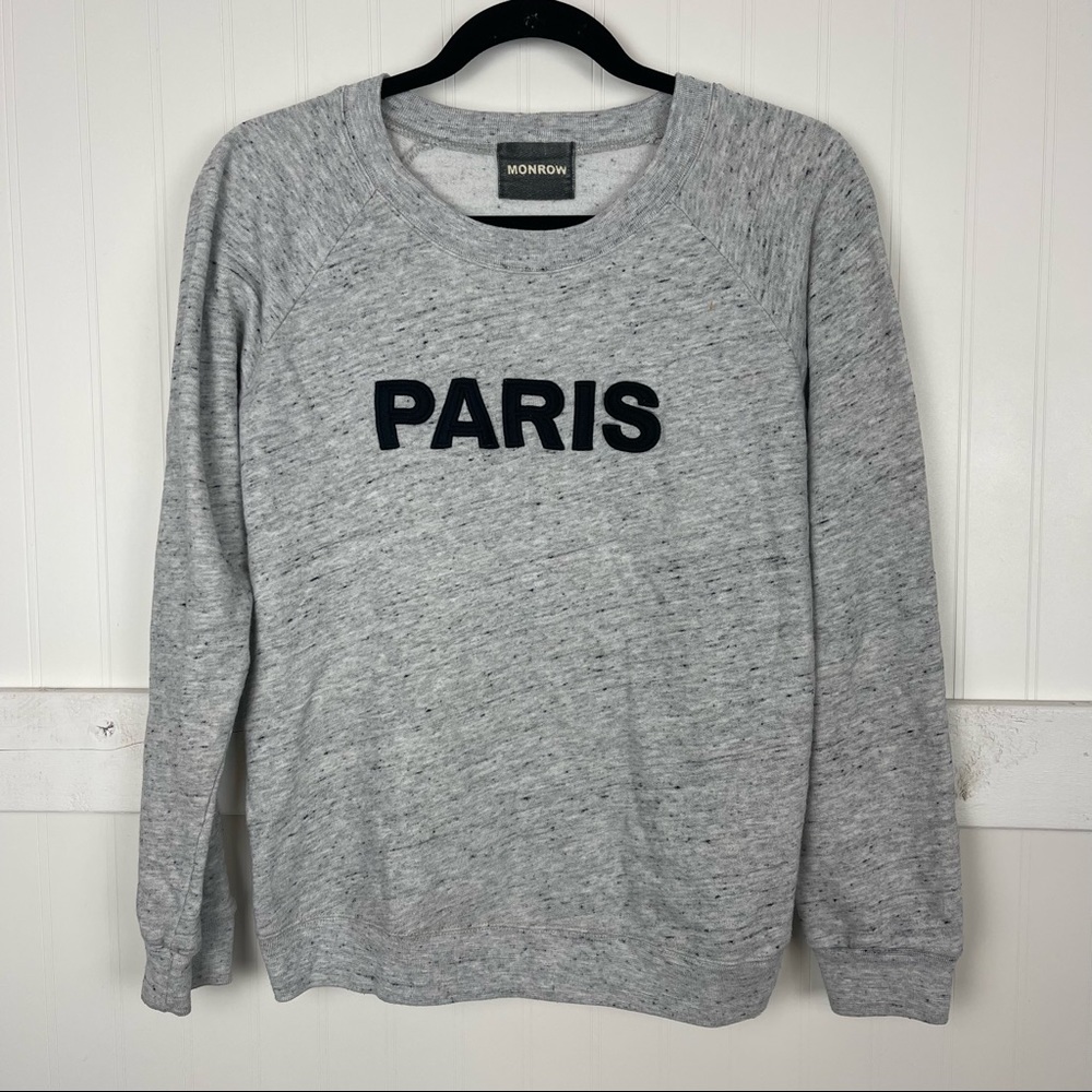 Monrow Paris Marled Gray Pullover Sweatshirt - image 2